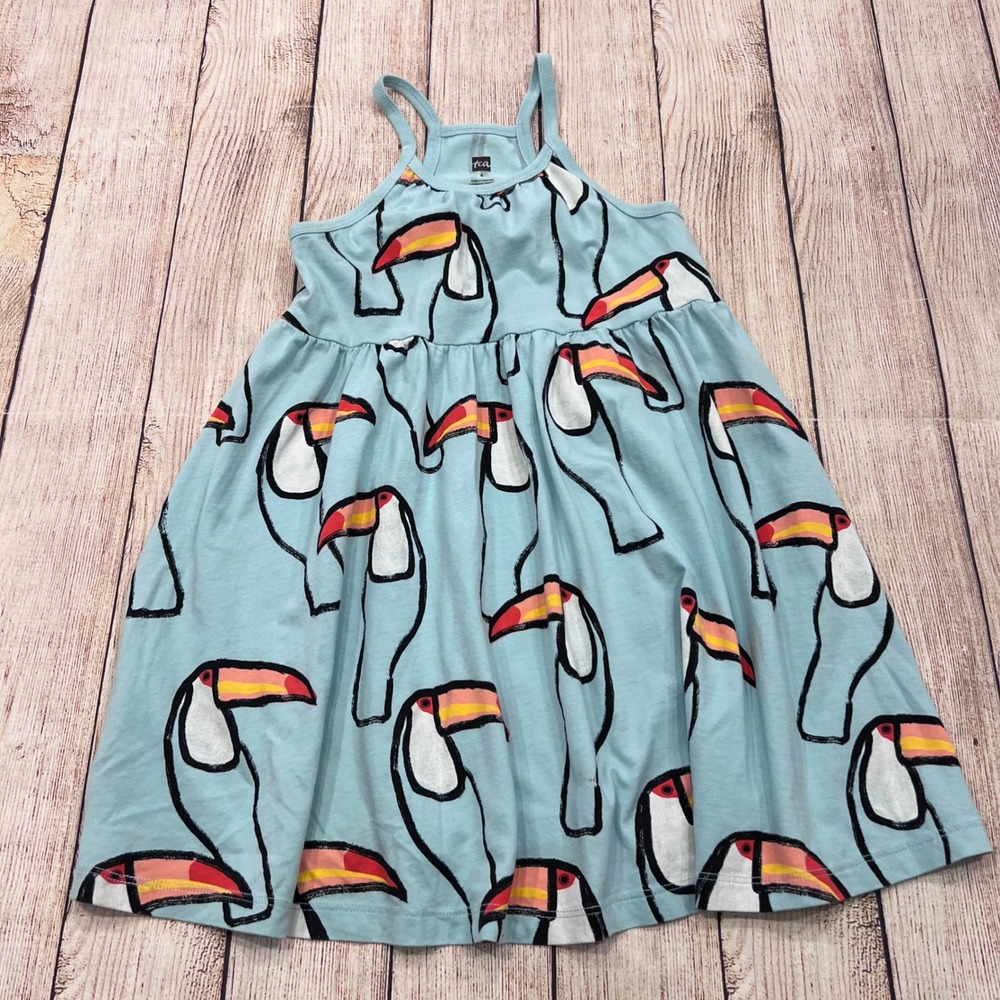 Tea Collection Kids Toucan Print Cotton Sundress Blue Size 6 22M12337